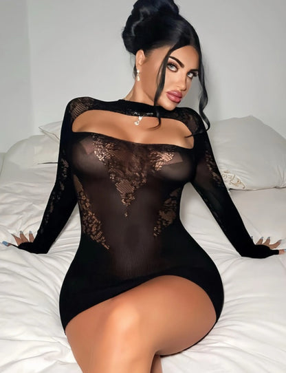 Sexy Fishnet Lingerie Bodycon Mini Dress