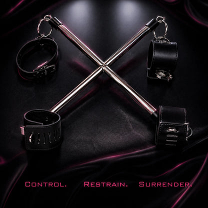 Stainless Steel Leather Wrist &amp; Ankle Restraint Spreader Bar Set