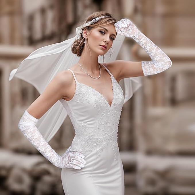 Long Mesh Floral Gloves