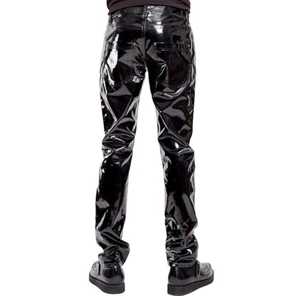 Black High-Gloss Vinyl Leather Pants
