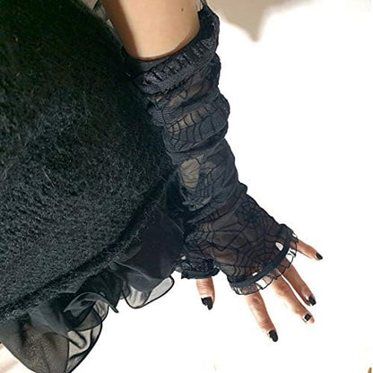 Gothic Spiderweb Mesh Arm Gloves