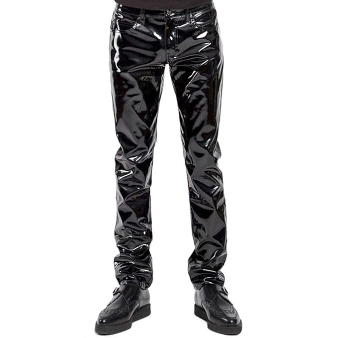 Black High-Gloss Vinyl Leather Pants