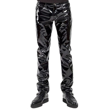 Black High-Gloss Vinyl Leather Pants