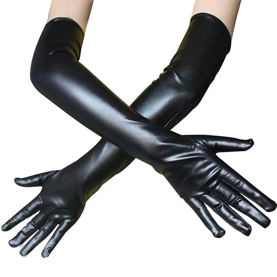 Long Faux Leather gloves