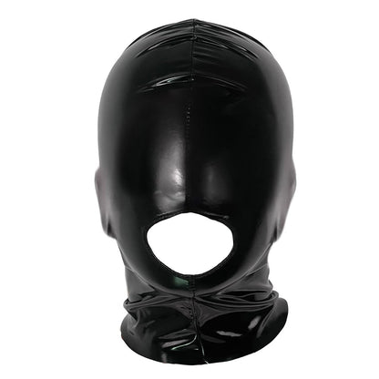 Latex Full Face Bondage Hood Mask with Mouth Opening
