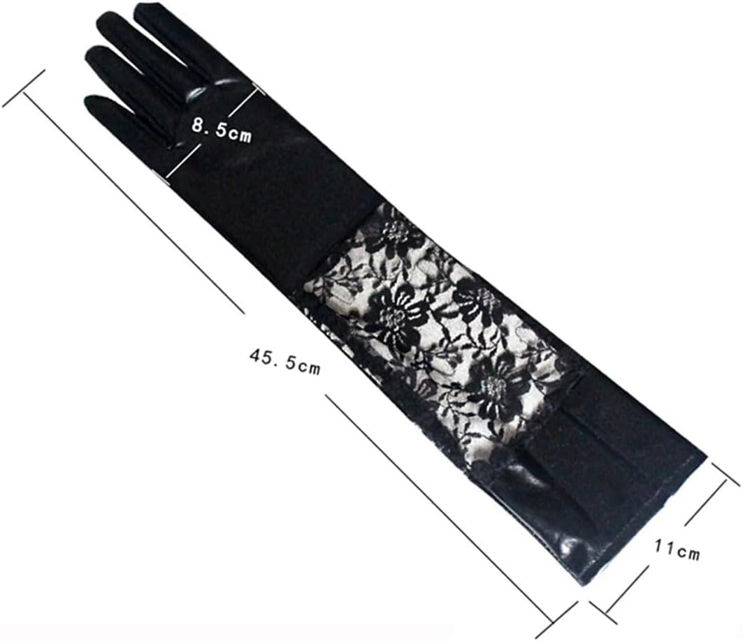 Faux Leather Lace Splicing Halloween Gloves