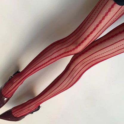 Crimson Desire Fishnet Pantyhose