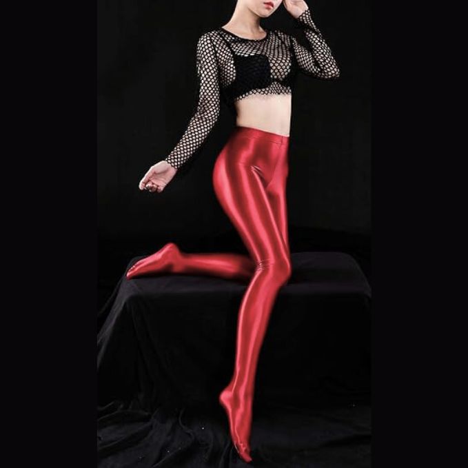 Second-Skin Glossy Leggings Full-Foot Tights