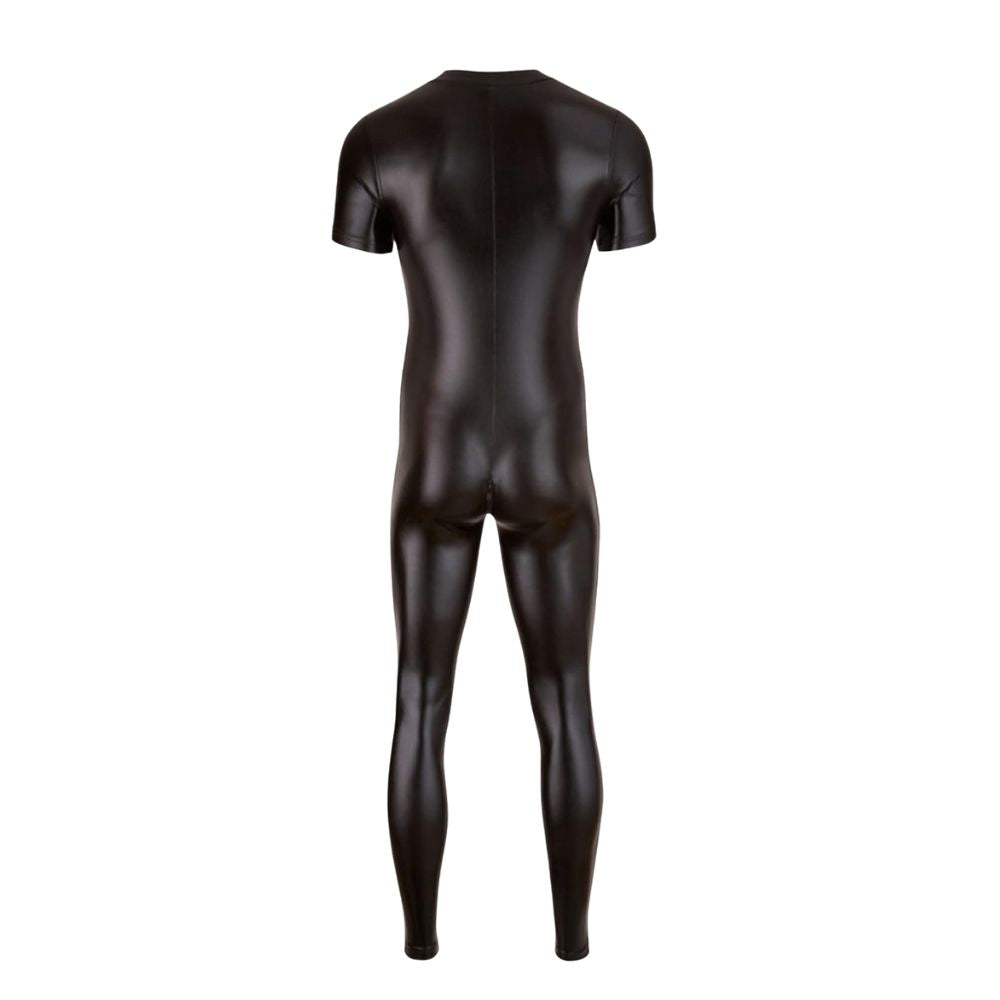 Men Pu Leather Half Sleeve Jumpsuit Matt Finish