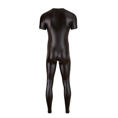 Men Pu Leather Half Sleeve Jumpsuit Matt Finish
