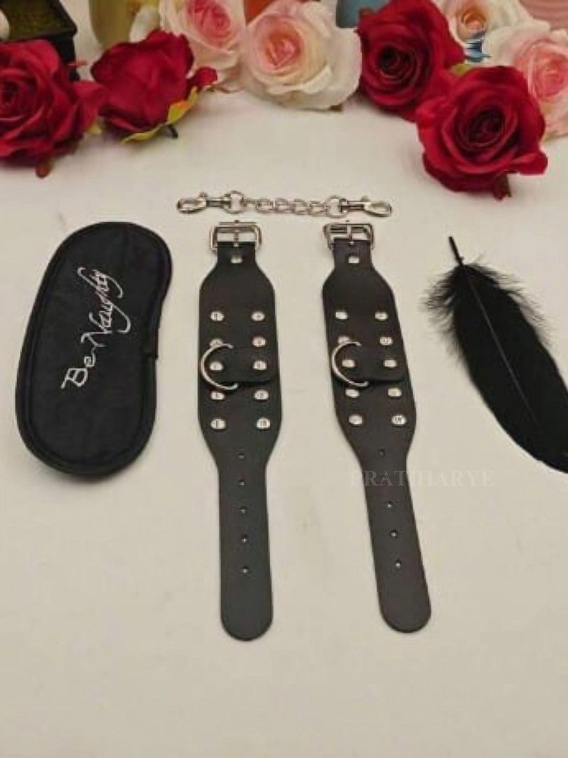 3Pc Kit Eye Mask Handcuff Feather