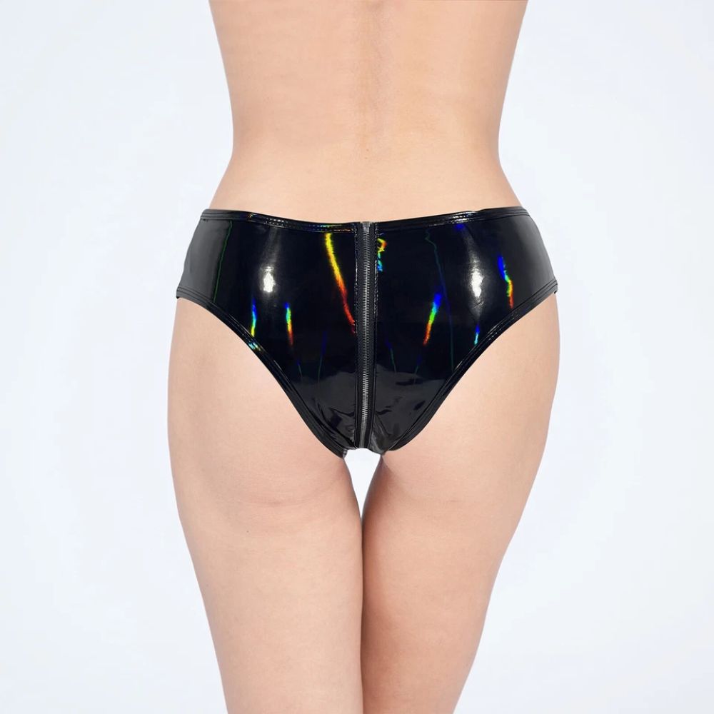 Premium Shinny Full Zip Latex Brief For Women