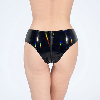 Premium Shinny Full Zip Latex Brief For Women