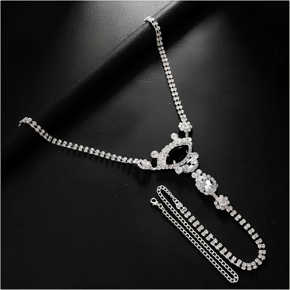 Glamorous Crystal Silver Rhinestone Lingerie Thong