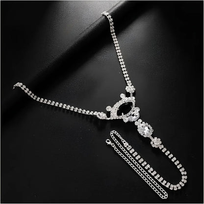 Glamorous Crystal Silver Rhinestone Lingerie Thong