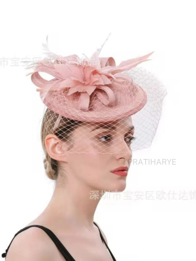 Premium Blush Pink Fascinator Hat For wedding Party | HAT-13