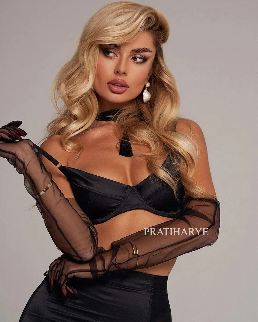 satin bra with skirt set