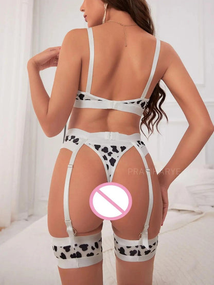 Cow Underwired Garter Set