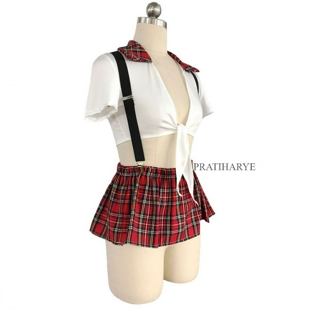 school girl with suspender skirt color