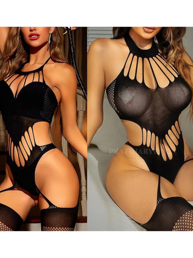 Sexy Strips Mesh Fishnet Dress