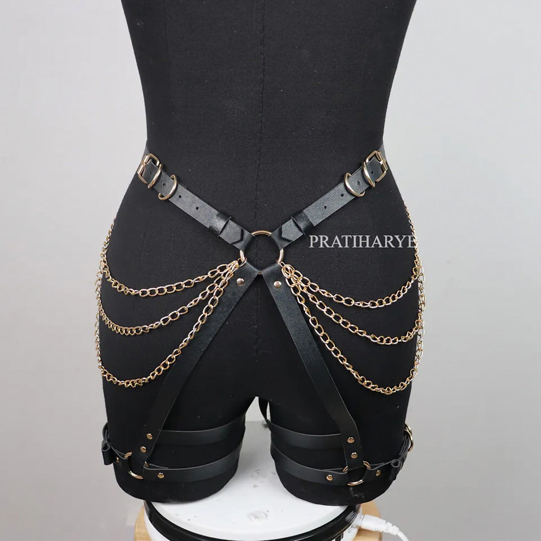 Luxe Leather Chain Harness