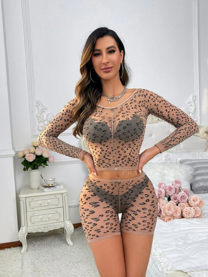 Mesh Leopard Print Fishnet