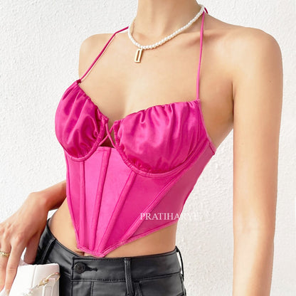 Crop Satin Fishbone Corset