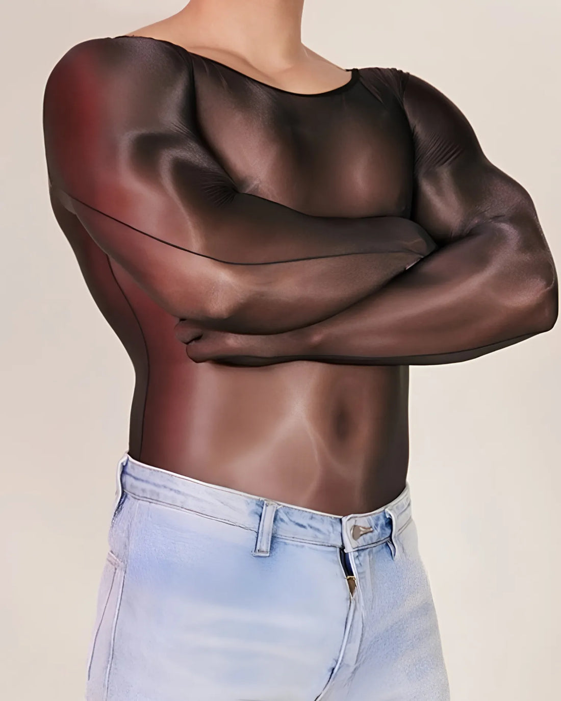 Glossy Sheer Sexy Bodysuit for Men