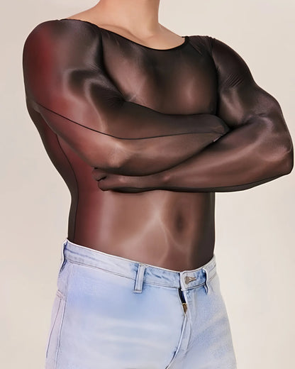 Glossy Sheer Sexy Bodysuit for Men