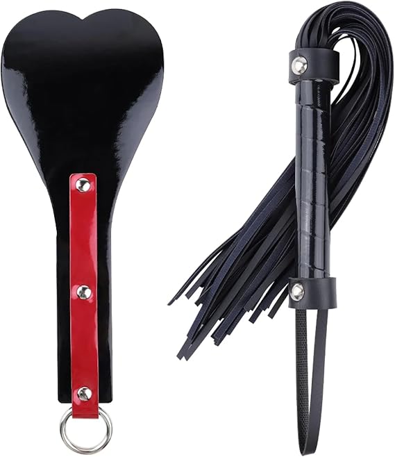 Premium Leather Heart Paddle with Whip