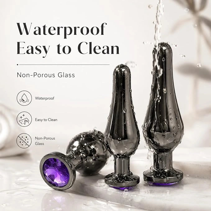 Premium Stainless Steel Anal Plug Purple Jewel