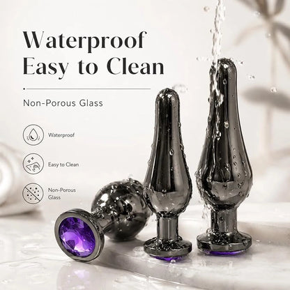 Premium Stainless Steel Anal Plug Purple Jewel