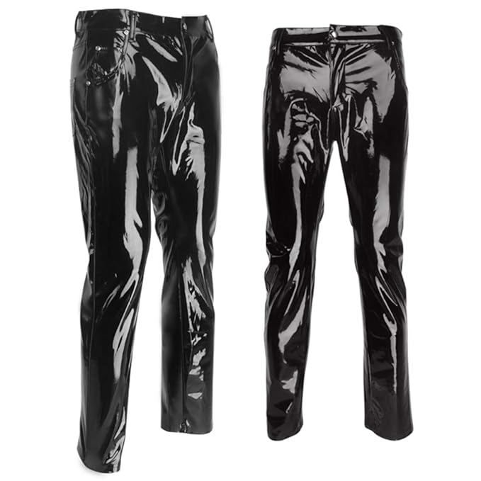 Black High-Gloss Vinyl Leather Pants