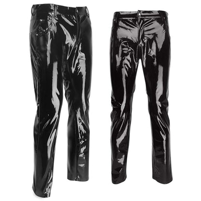Black High-Gloss Vinyl Leather Pants