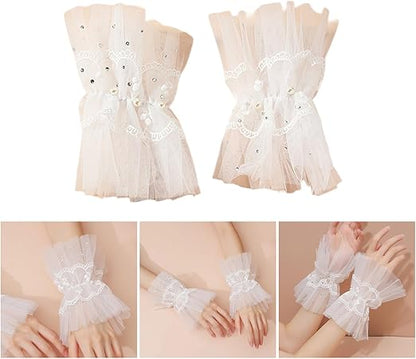 Bridal Ruffle Lace Wrist Cuffs