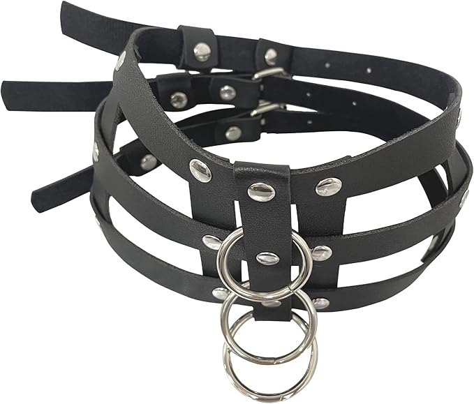 Men’s PU Leather Chest Harness with Neck Choker &amp; Handcuff