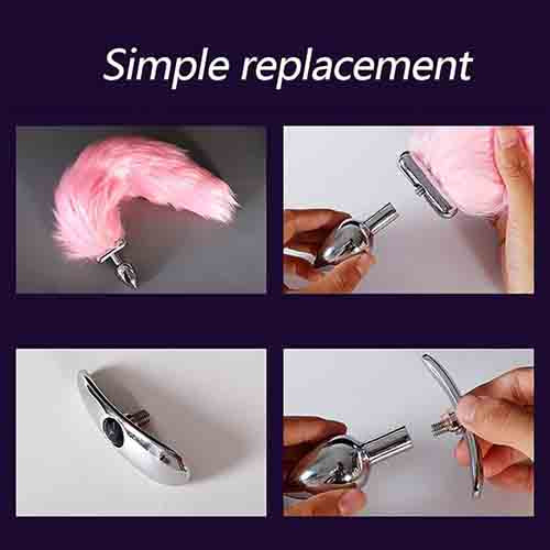 LED Glowing Foldable Fox Tail with Steel Butt Plug