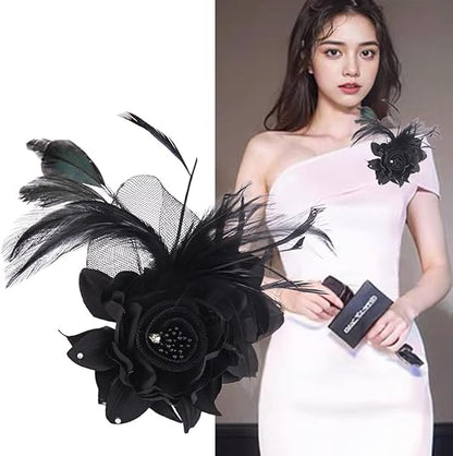 Multi-function Feather Flower Brooch Pins/ Mini Hat | HAT-12