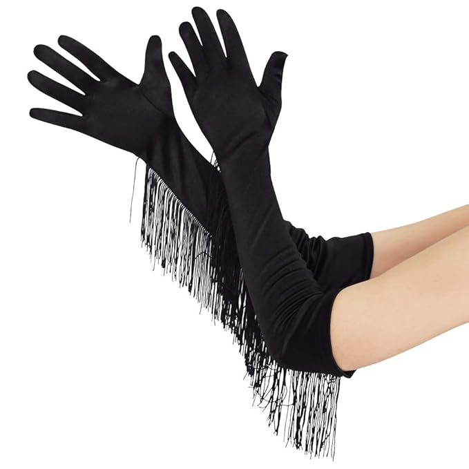 Long Satin Gloves with Tassel