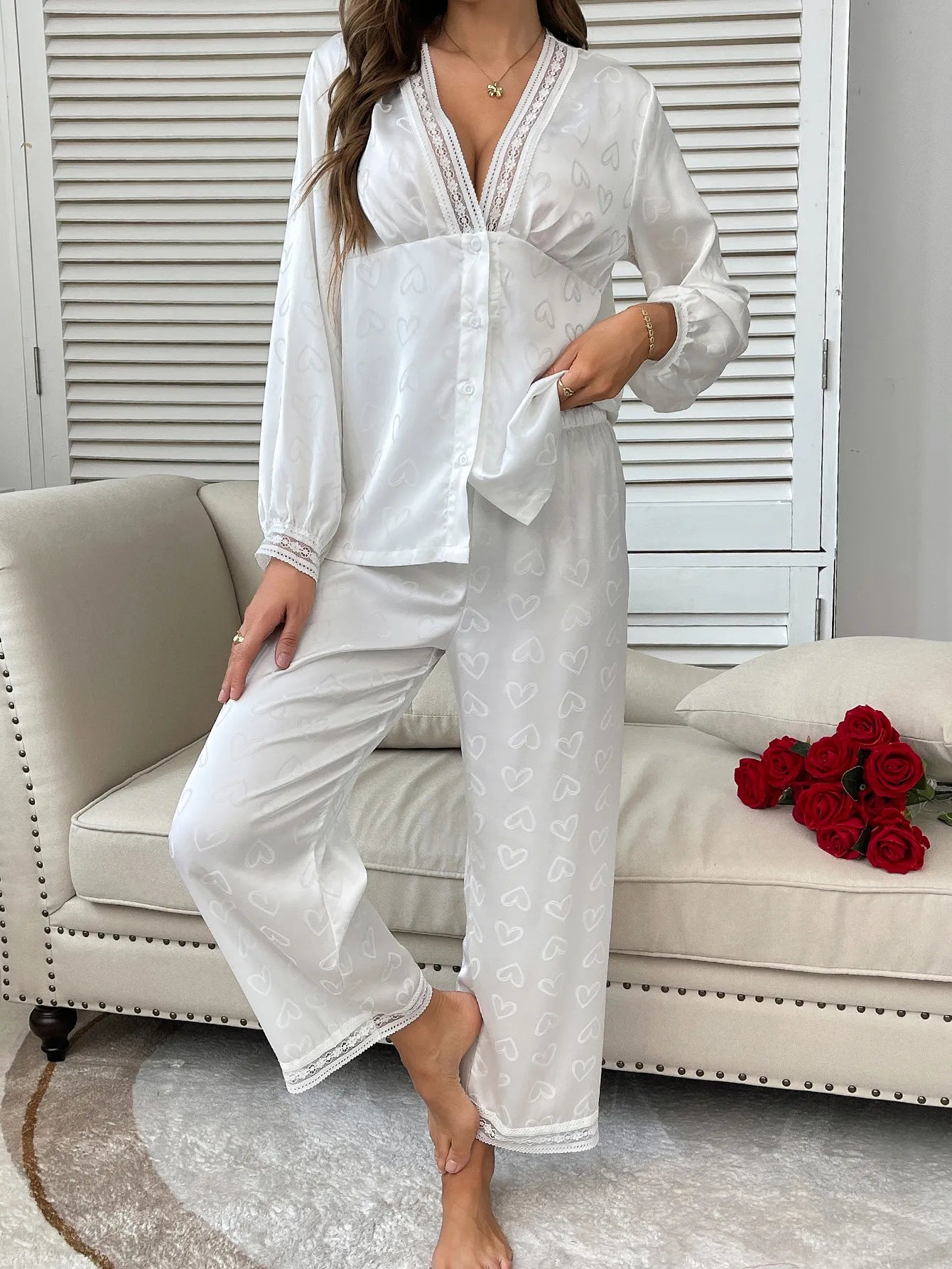 Premium Sweetheart Satin Lounge Set