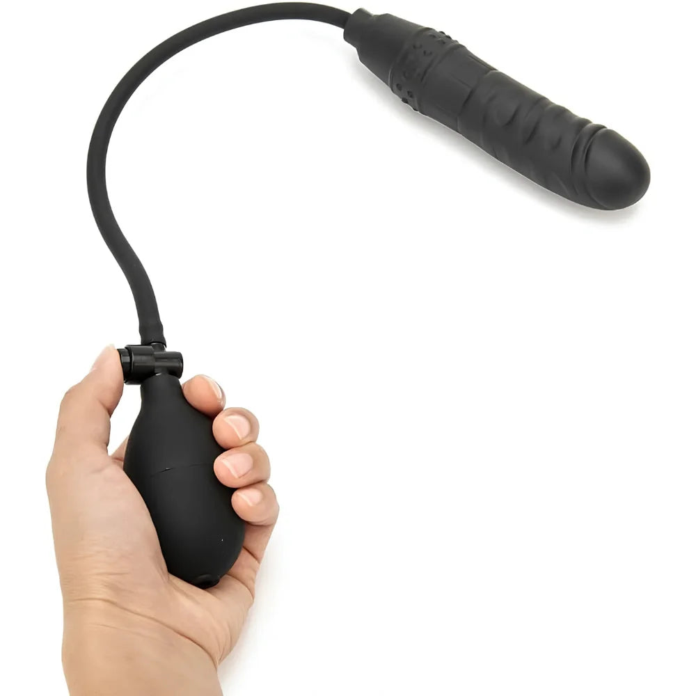 Black Inflatable Vibrating Adult Toy with Manual Air Pump