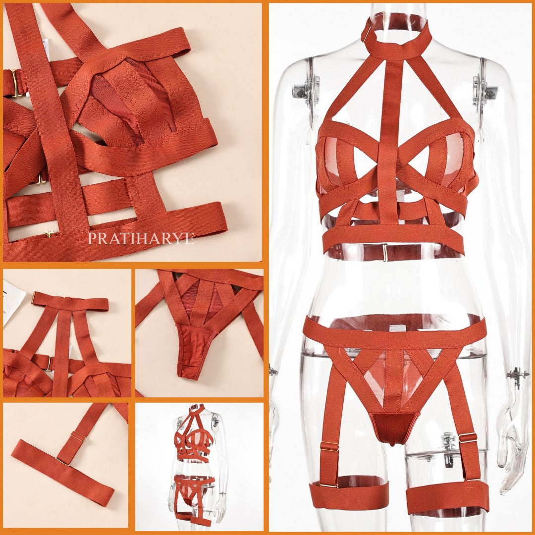 cut out halter garter set