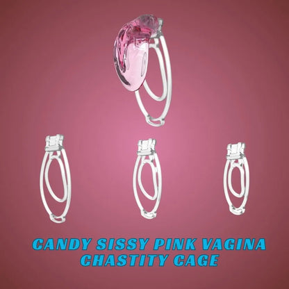 Candy Sissy Transparent Vagina Chastity Cage Male