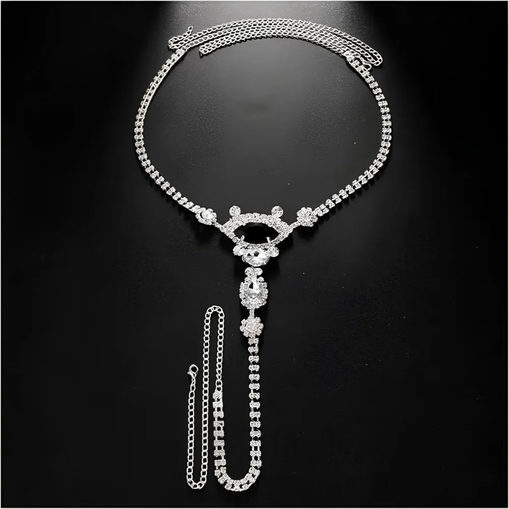 Glamorous Crystal Silver Rhinestone Lingerie Thong