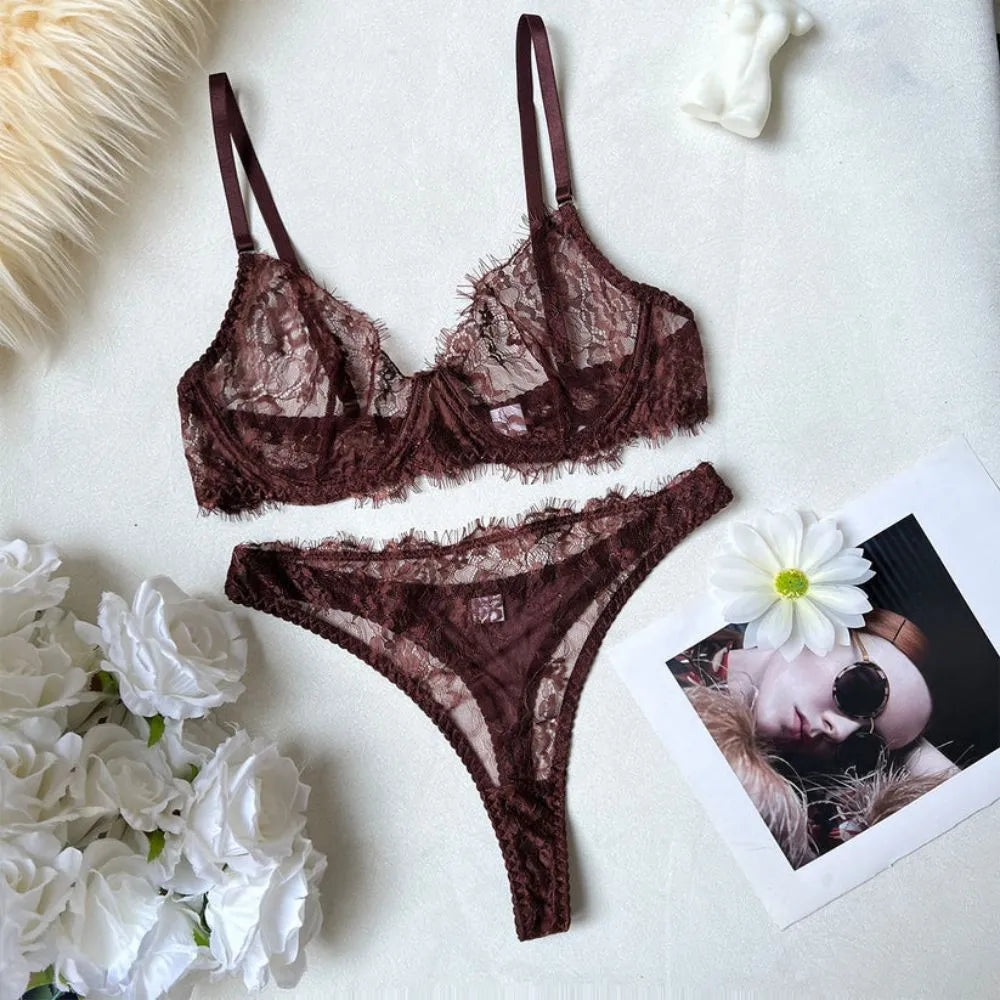 Trendy Sexy Lingerie Bikini set - Brown
