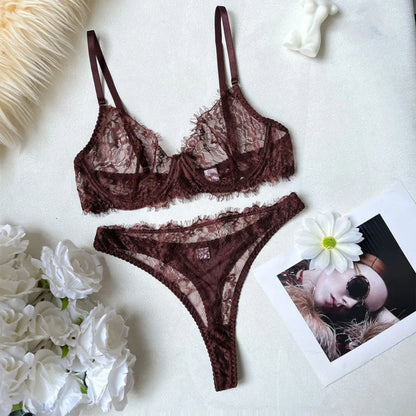 Trendy Sexy Lingerie Bikini set - Brown