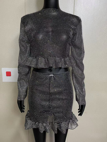 Premium Starlight Shimmer Co-Ord Set with Ruffle Hem