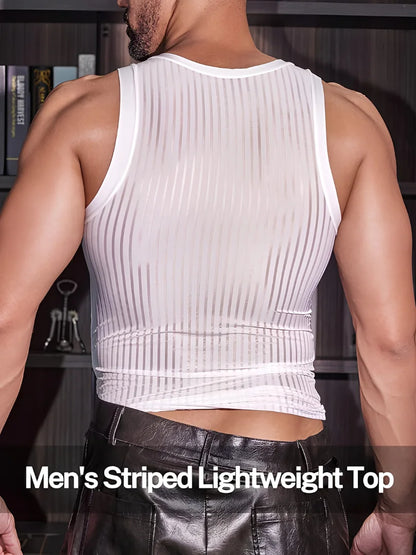 Men’s Sexy Striped Soft Tank Top - White