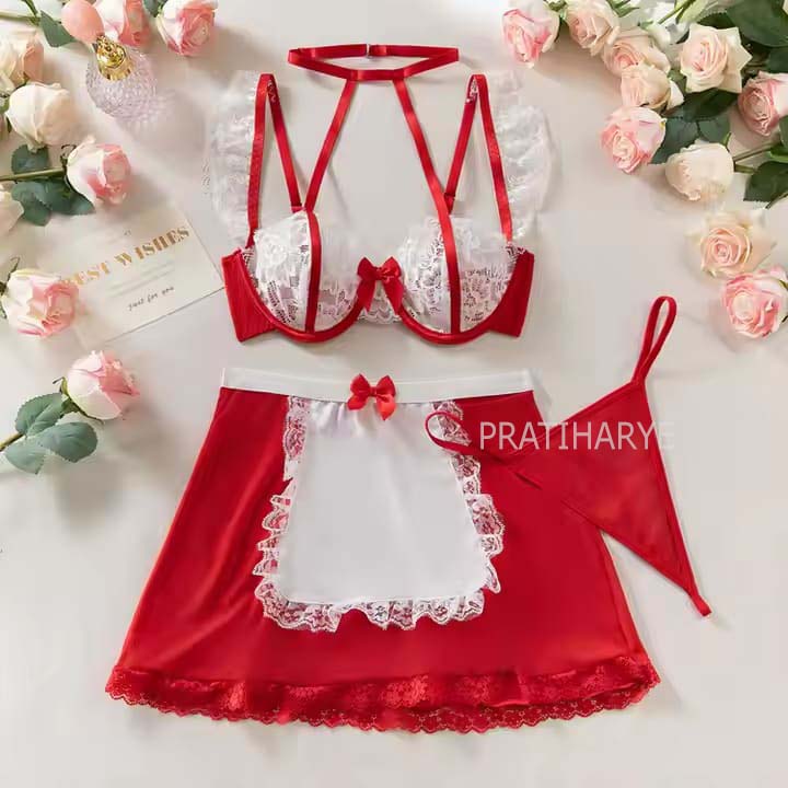 Premium Red Maid Roleplay Dress