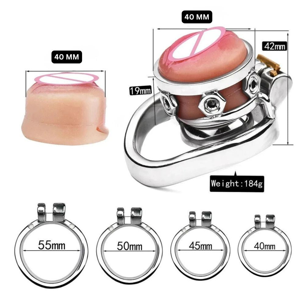 Steel Chastity Cage Device with Belt &amp; Realistic Vagina